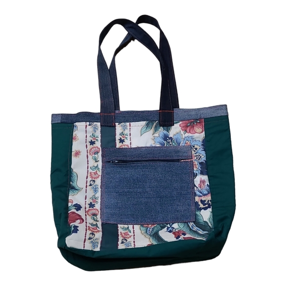 Upcycled Denim Patchwork Tote Bag - Picture 9 of 11
